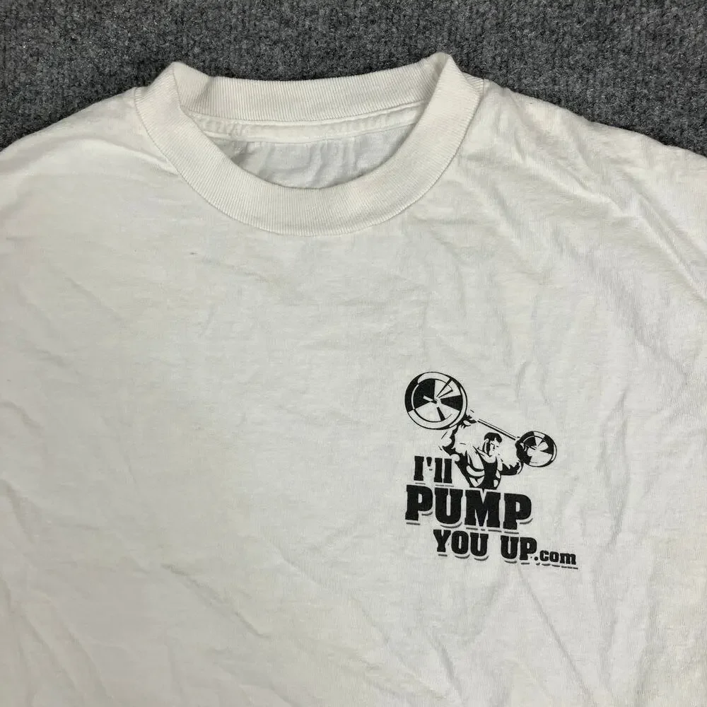 Graphic T-Shirt Mens‎ Size S White I’ll Pump You Up Gym Bodybuilding Funny